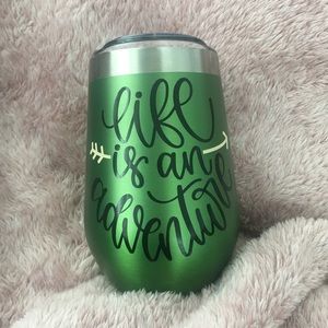 Handmade “Life is an Adventure” Metal Tumbler